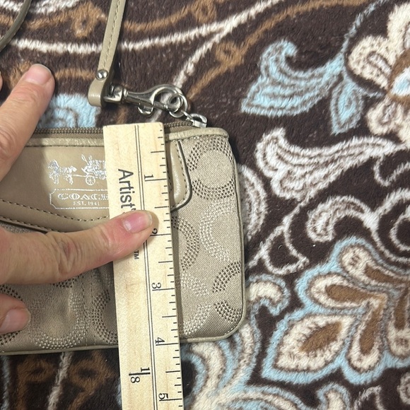 Coach Tan and Cream Wristlet with Textured Leather - Picture 9 of 9